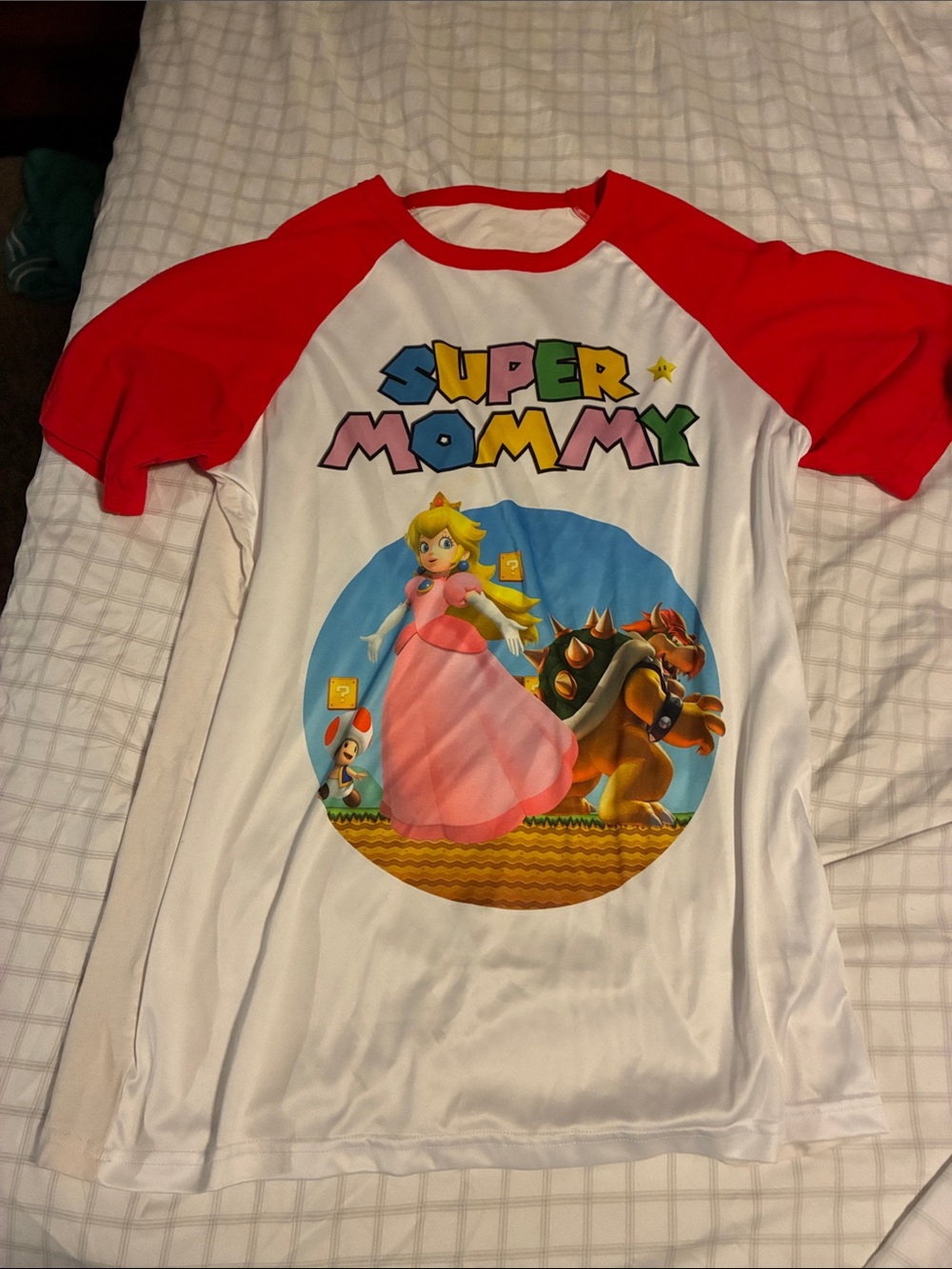 Super Mommy Kids Raglan Graphic Tee - Red & White